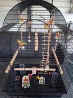 Mooie grote zwarte vogelkooi met toebehoren zie foto, Dieren en Toebehoren, Ophalen of Verzenden, Zo goed als nieuw, Metaal, Vogelkooi
