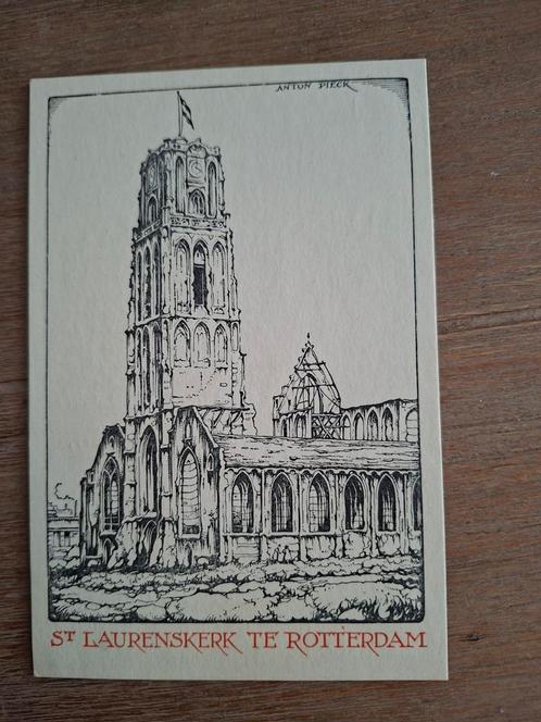 Zeldzame ansichtkaart St. Laurenskerk Rotterdam–Anton Pieck, Verzamelen, Foto's en Prenten, Gebruikt, Overige onderwerpen, Voor 1940
