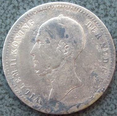 Zilveren kwartjes: - 25 cent 1848 + 1849. - Bodemvondsten. -, Postzegels en Munten, Munten | Nederland, Zilver, 25 cent, Koning Willem II
