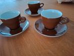 Walküre Germany 3 cappuccino kopjes en schotels mocca bruin, Ophalen of Verzenden