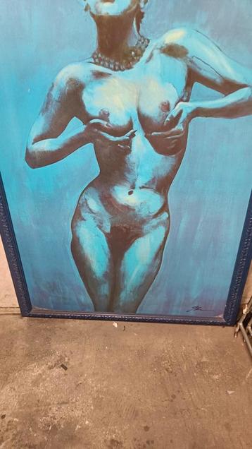 GROOT SCHILDERIJ (180X100) OLIE VERF IN FRAAIE HOUTEN LIJST beschikbaar voor biedingen