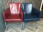 Lekkere leren fauteuils, verstelbare rug, in 4 kleuren, Huis en Inrichting, Stoelen, Ophalen, Gebruikt, Overige kleuren, Metaal