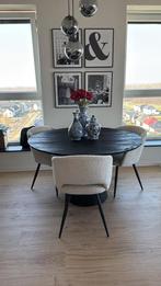 Eetkamertafel tower living premana 130cm mangohout zwart., Ophalen, Zo goed als nieuw, Zwart