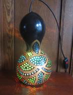 Vintage kalebas tafellamp, Ophalen of Verzenden, Gebruikt, Overige materialen, Minder dan 50 cm