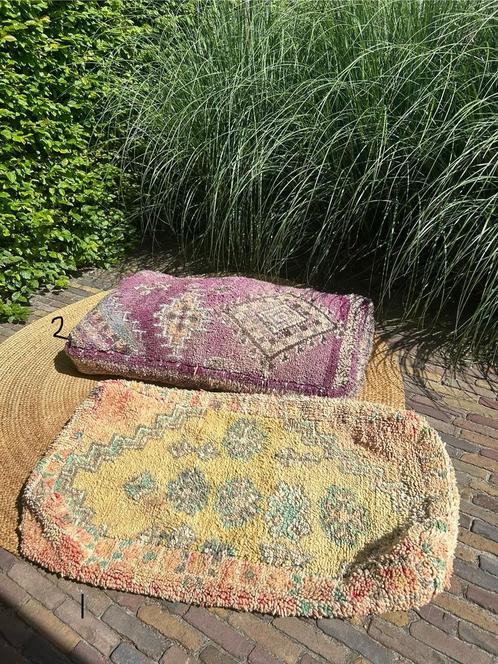 Vintage Marokkaanse poef vloerkussen, Huis en Inrichting, Banken | Voetenbanken en Poefen, Gebruikt, 50 tot 75 cm, 100 tot 125 cm