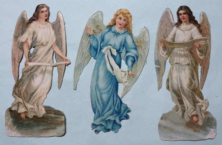 kerst Engelen poëzieplaatjes rond 1920-1940 kertboom, Diversen, Kerst, Zo goed als nieuw, Ophalen of Verzenden