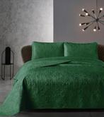 Bedsprei + kussenslopen fluweel groen, Ophalen, Dekbedovertrek, Tweepersoons, Zo goed als nieuw
