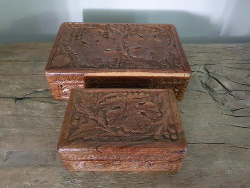 2 houten kist/kistjes/vintage/brocante/antiek, Antiek en Kunst, Curiosa en Brocante, Verzenden