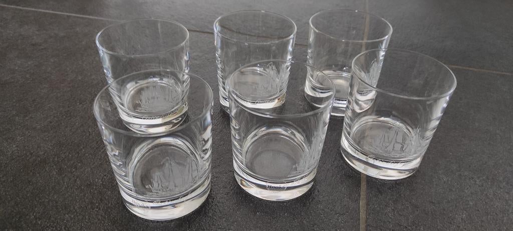 6 Kristallen whisky Glazen Ostindiefararen + Water/Borrel, Antiek en Kunst, Ophalen of Verzenden