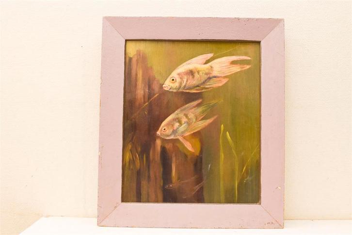 Schilderij van 2 vissen 48875, Huis en Inrichting, Woonaccessoires | Schilderijen, Tekeningen en Foto's, Gebruikt, Schilderij