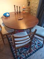 Vintage retro tafel+ stoelen, Ophalen, Gebruikt, 4 tot 6 stoelen