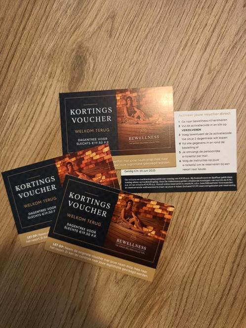 4 kortingskaarten voor de sauna, Tickets en Kaartjes, Kortingen en Cadeaubonnen, Drie personen of meer, Spa of Sauna, Kortingsbon