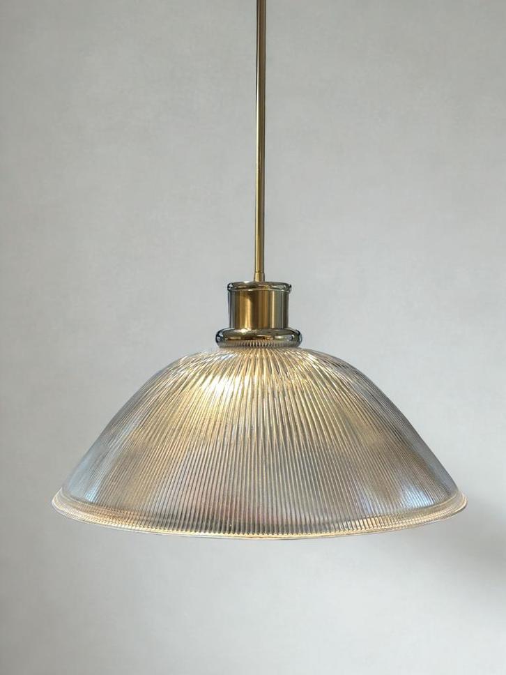 Vintage Jaren 70 hanglamp glas, Huis en Inrichting, Lampen | Hanglampen, Zo goed als nieuw, Minder dan 50 cm, Glas, Ophalen of Verzenden