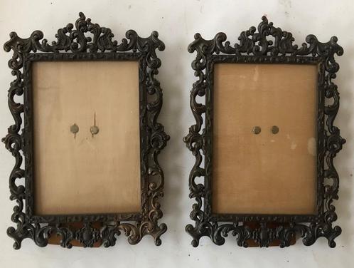 Twee antieke Italiaanse fotolijstjes - barok, messing, Antiek en Kunst, Curiosa en Brocante, Ophalen of Verzenden