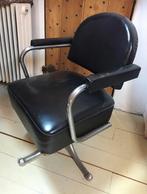 Vintage bureaustoel zwart skai, Ophalen of Verzenden