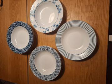 Laura ashley blueprint diep bord 8 borden blauw wit servies  beschikbaar voor biedingen