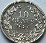 Schitterend dubbeltje 1890, Koning Willem III, Zilver, Ophalen of Verzenden, 10 cent