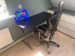 Zwarte game bureau met bureaustoel, Huis en Inrichting, Bureaus, Ophalen, Gebruikt