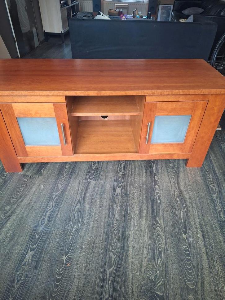 Houten TV Meubel met Opbergruimte, Huis en Inrichting, Kasten | Televisiemeubels, Gebruikt, Minder dan 100 cm, 100 tot 150 cm