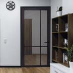 Zwarte binnendeur met rookglas staallook, 80 tot 100 cm, Binnendeur, Nieuw, Ophalen of Verzenden