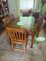 Solid Oak Dining Table (Eettafel plus) + 6 Chairs, Huis en Inrichting, Tafels | Eettafels, Ophalen, Gebruikt, 100 tot 150 cm, Eikenhout