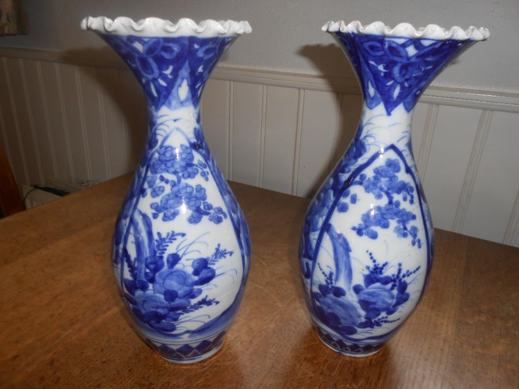 Antieke Japanse kraagvazen, Ophalen of Verzenden