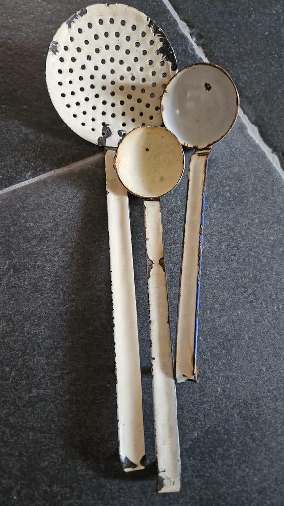 3 emaille lepels., Ophalen of Verzenden