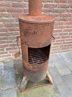 Gezellige tuinhaard met vloerplaat, rooster en losse pijp, Ophalen, Gebruikt