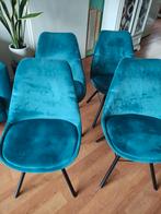 4 fluwelen eetkamerstoelen gebruikt, Ophalen, Gebruikt, Stof