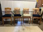 4 Houten Eetkamer / Keuken stoelen., Vier, Gebruikt, Landelijk, Bruin