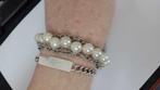 R.V.S. Parel armband uit eigen atelier., Staal, Verzenden, Wit, Zo goed als nieuw