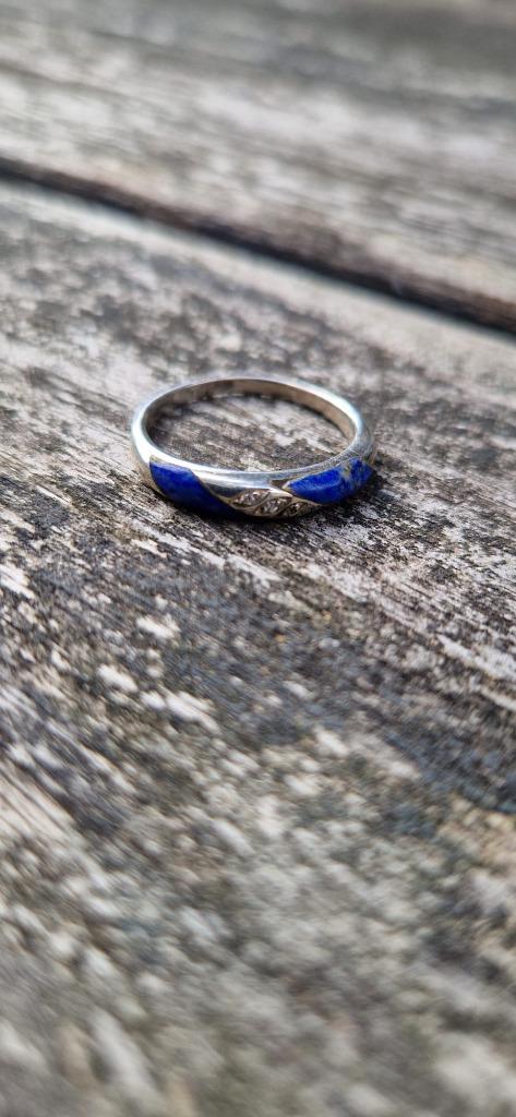 Bijzondere ring met 3 steentjes, Lapis Lazuli van 925 zilver, Sieraden, Tassen en Uiterlijk, Ringen, Zo goed als nieuw, Dame of Heer
