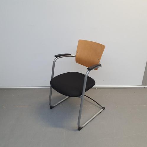 1x Ahrend wachtkamerstoel - zwarte stof kantoor stoel, Huis en Inrichting, Stoelen, Eén, Stof, Zwart, Ophalen of Verzenden