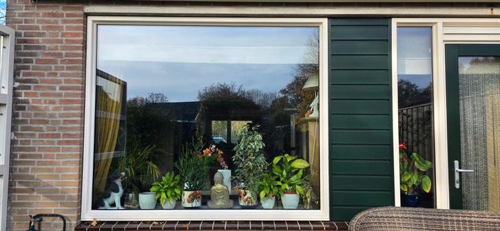 Kunststof Kozijn met Dubbel Glas & Deur - Zelf Demonteren, Doe-het-zelf en Verbouw, Glas en Ramen, Gebruikt, Gevelraam of Ruit