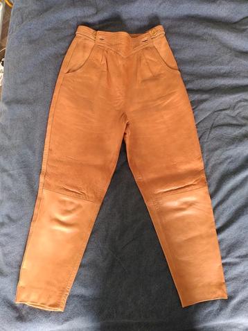 Vintage - leren cognac broek. Echt 80s! beschikbaar voor biedingen