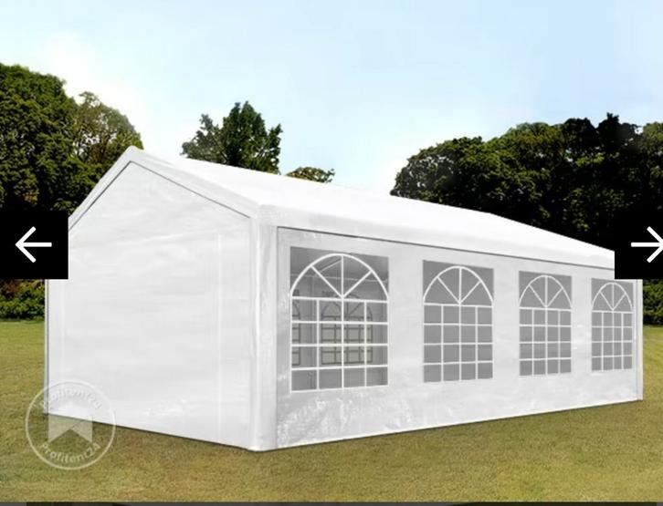Te huur partytent 8 x 4 meter wit, Tuin en Terras, Partytenten, Zo goed als nieuw, Minder dan 5 meter, Ophalen