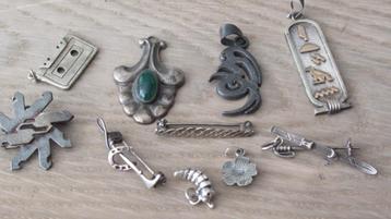 Zilver antieke hangers /broches 10 stuks / bodemvondst beschikbaar voor biedingen