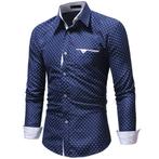 Blauwe met witte sterren overhemd slim fit heren mannen, Verzenden, Nieuw, Blauw