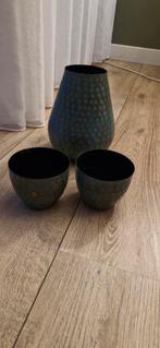 Vaas & Sierbakjes - Blauw/Groen/Goud, Ophalen, Overige materialen, Gebruikt, Blauw