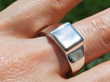 Vanoli 925 zilveren heren ring met parelmoer maat 21,5 beschikbaar voor biedingen