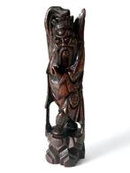 Oud Chinees houtsnijwerk met zilver inleg, 1900-1950, Ophalen of Verzenden