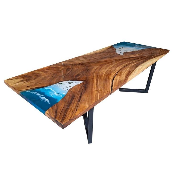 Epoxy Tafel - 260x100cm – Notenhout Rivier eettafel, Huis en Inrichting, Tafels | Eettafels, Nieuw, 50 tot 100 cm, 200 cm of meer