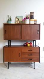 Mid Century Vintage 2 dressoirs Retro teakhout jaren 60, Huis en Inrichting, Kasten | Dressoirs, Gebruikt, Met deur(en), 25 tot 50 cm