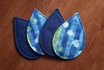 Katoenen onderzetters - Druppelvorm 4 stuks - blauw, Verzenden, Nieuw, Glas of Kopje