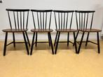 Orig. 4-tal Tapiovaara teakhouten vintage eetkamer stoelen, Huis en Inrichting, Stoelen, Ophalen, Gebruikt, Bruin, Vier