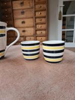 Gestreepte kan met 2 bekers, vintage., Overige typen, Ophalen of Verzenden, Zo goed als nieuw, Overige stijlen