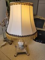 Vintage tafellamp met gietijzeren voet foto 1 t/m 6
