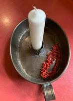 Antieke Koperen Blaak Kandelaar met Handvat, Ophalen of Verzenden, Koper of Brons