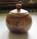 Potje van gedraaid hout en gedecoreerd, Antiek en Kunst, Ophalen of Verzenden