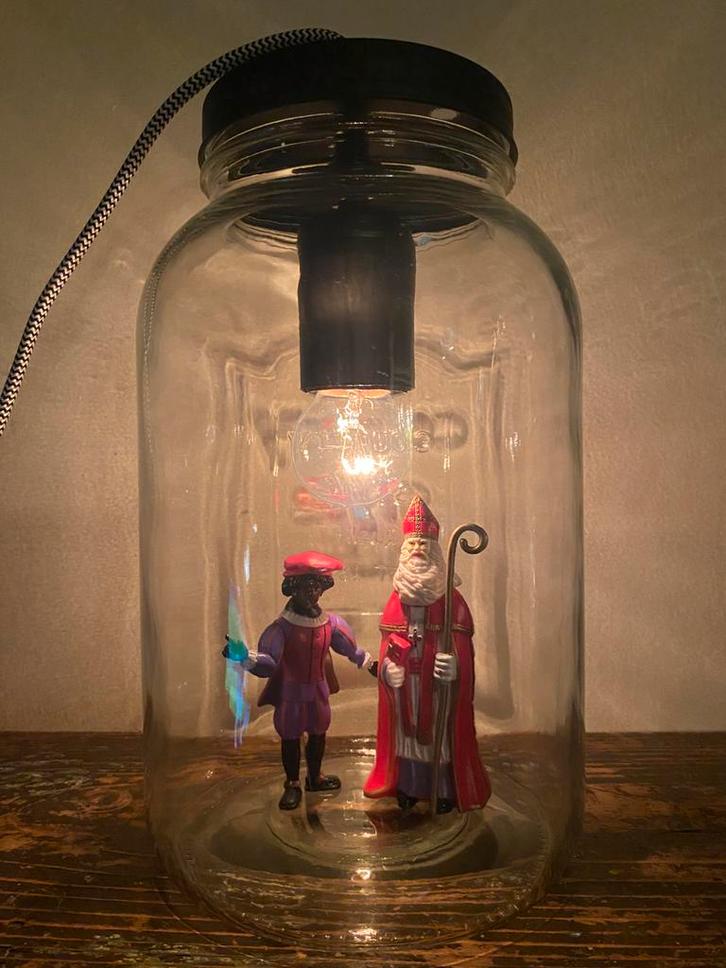 Glazen Pot-lamp - Sint en Piet!, Diversen, Sinterklaas, Zo goed als nieuw, Ophalen of Verzenden